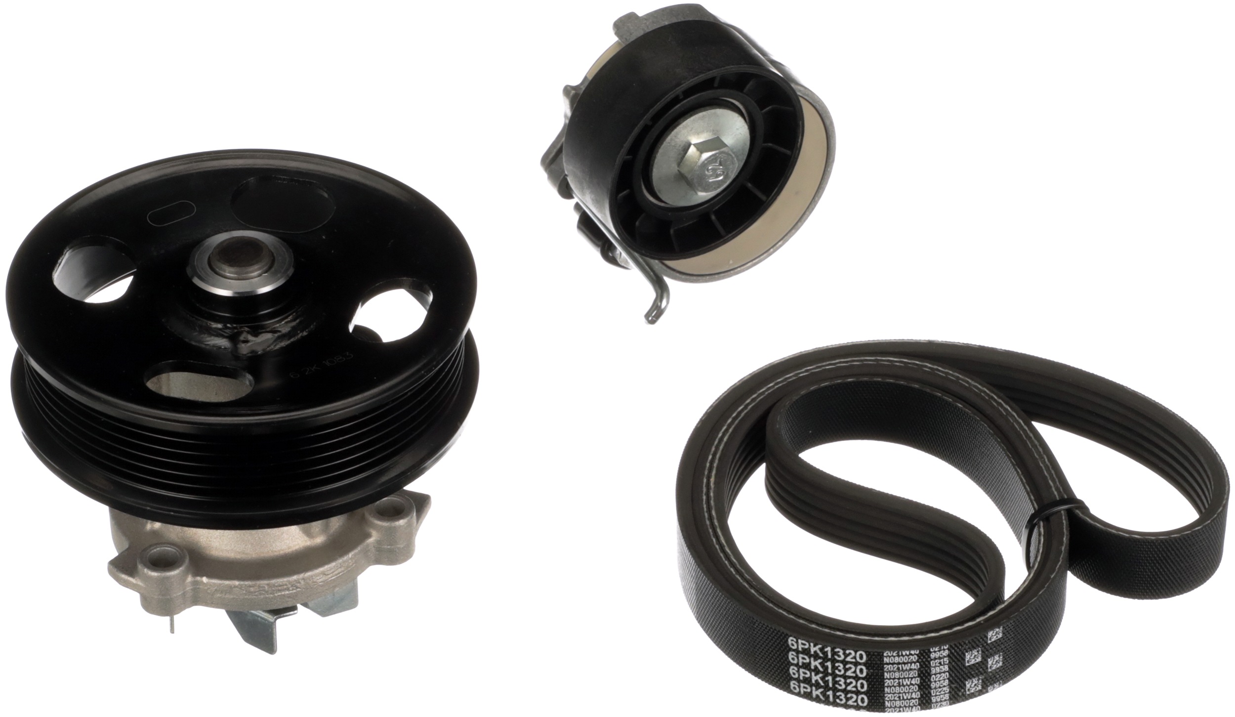 Водяной насос + комплект ручейковых ремней micro-v kit GATES KP26PK1320