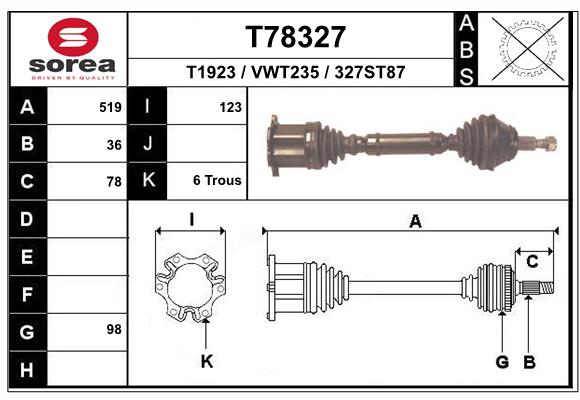 Приводной вал EAI T78327