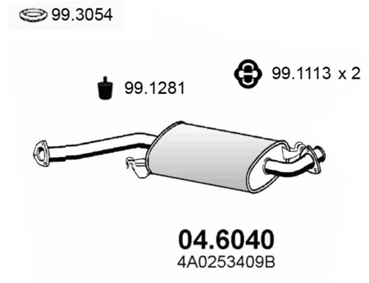 Средний глушитель выхлопных газов ASSO 04.6040