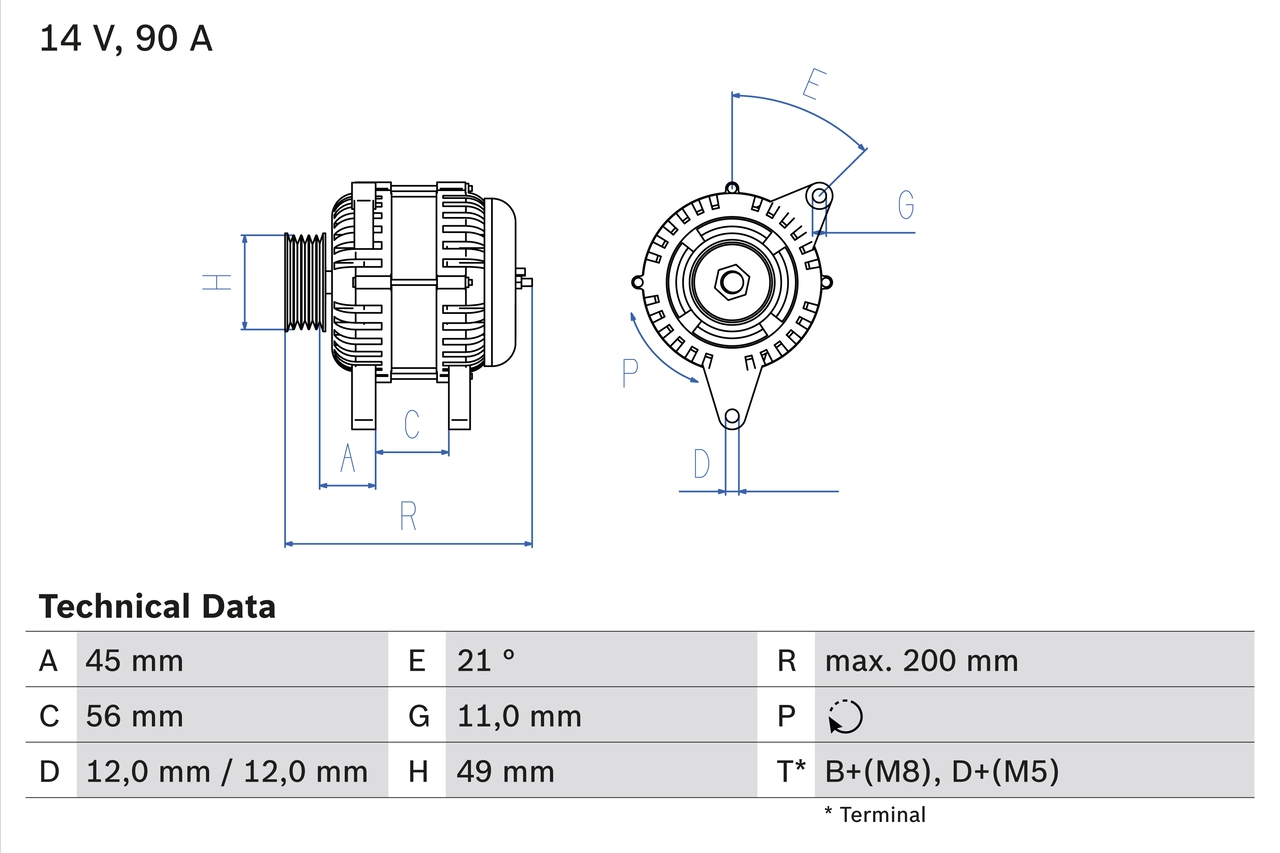 Генератор BOSCH 0 986 046 090