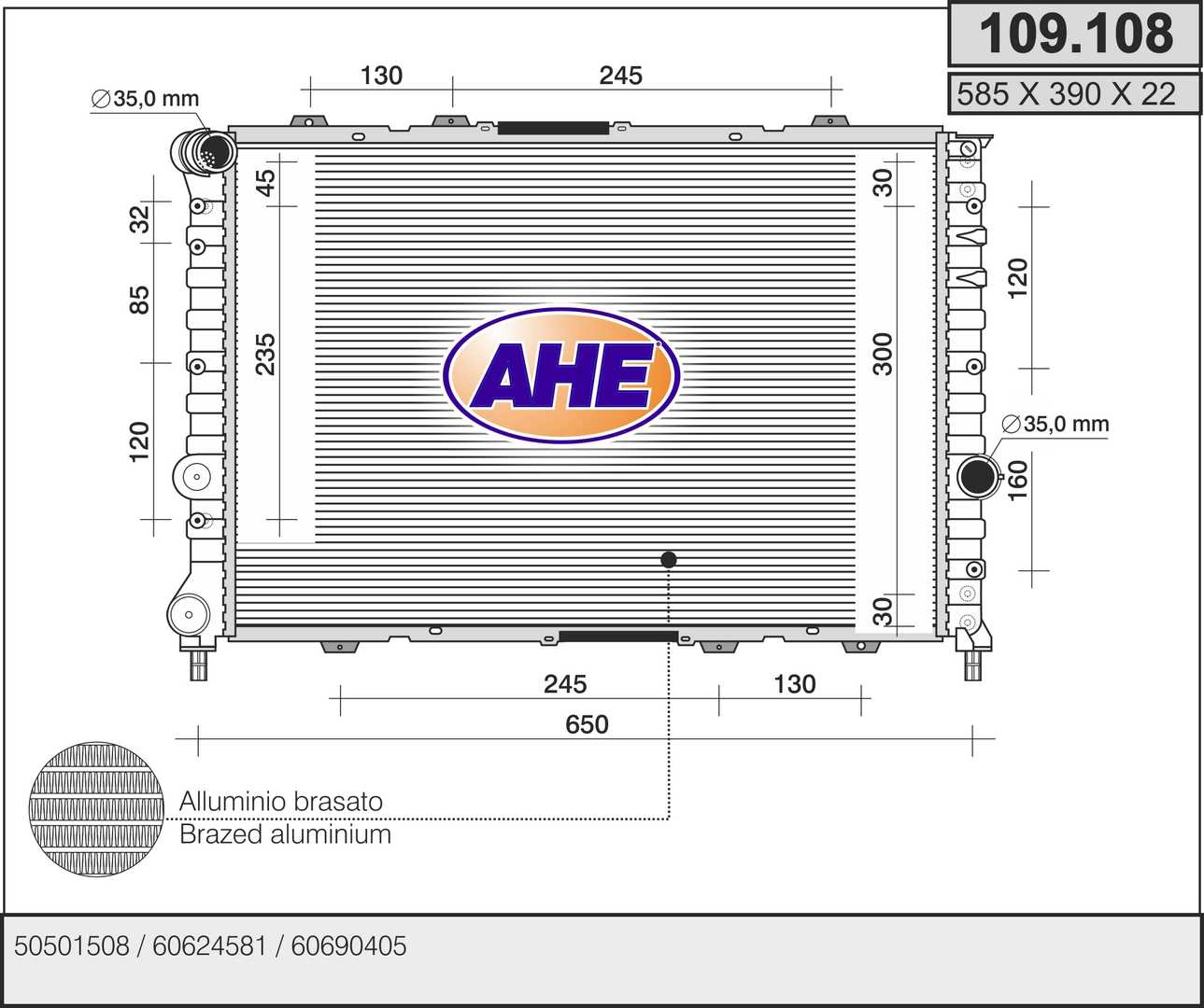 Радиатор охлаждение двигателя AHE 109.108