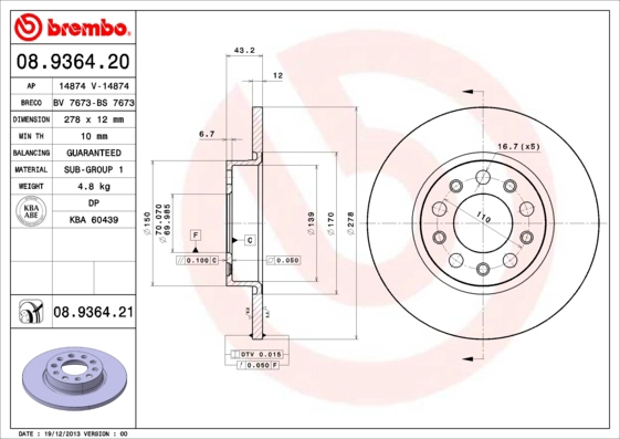 Тормозной диск coated disc line AP 14874 V