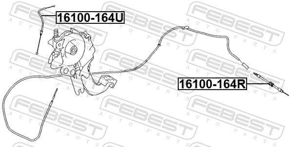 Тросик cтояночный тормоз FEBEST 16100-164R