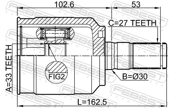 Шарнирный комплект приводной вал FEBEST 2211-D4224