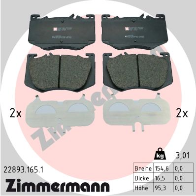Комплект тормозных колодок дисковый тормоз ZIMMERMANN 22893.165.1