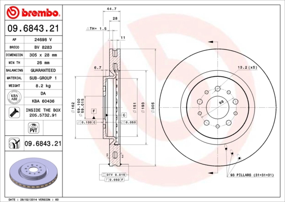 Тормозной диск coated disc line AP 24698 V