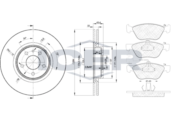 Комплект тормозов дисковый тормозной механизм ICER 31601-1548