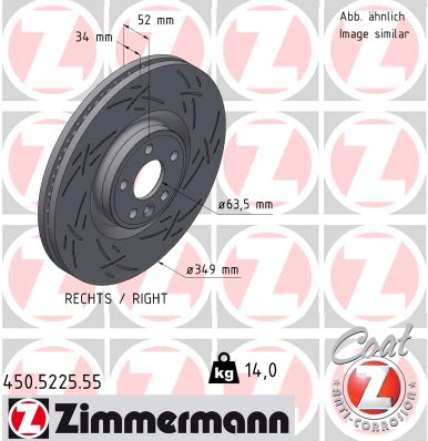 Тормозной диск black z ZIMMERMANN 450.5225.55