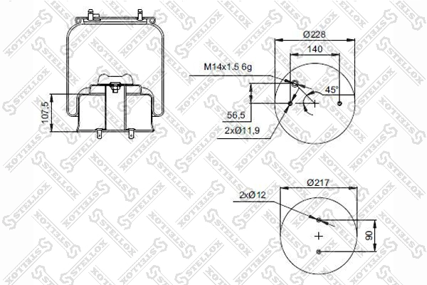 Кожух пневматической рессоры STELLOX 90-91303-SX