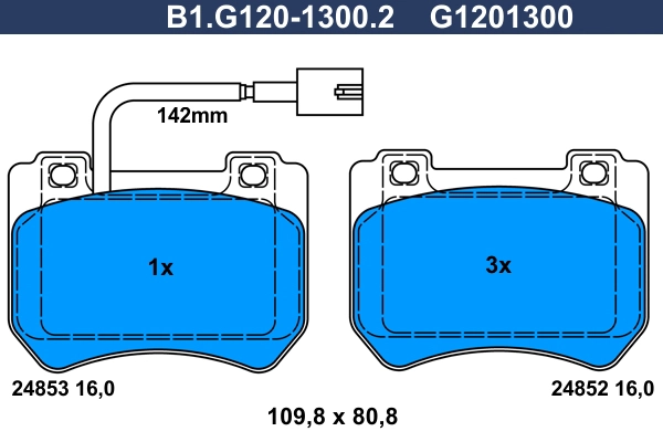 Комплект тормозных колодок дисковый тормоз GALFER B1.G120-1300.2