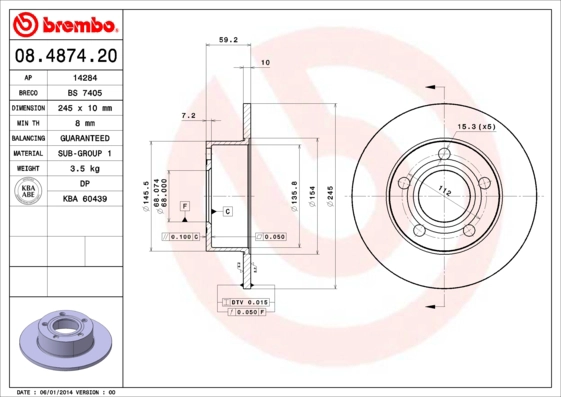 Тормозной диск BRECO BS 7405