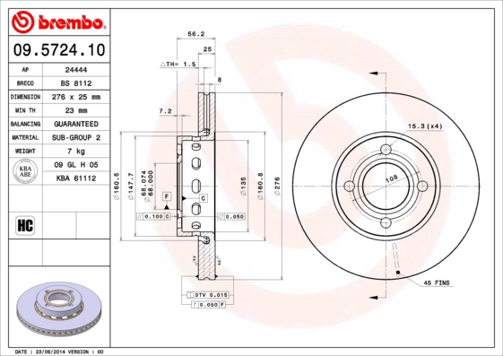 Тормозной диск BRECO BS 8112