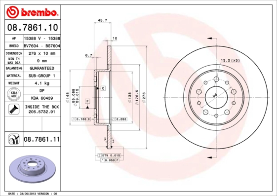 Тормозной диск coated disc line BRECO BV 7604