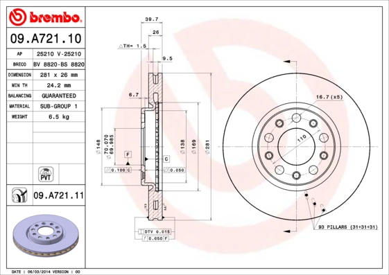 Тормозной диск coated disc line BRECO BV 8820