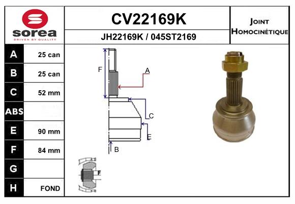 Шарнирный комплект приводной вал EAI CV22169K