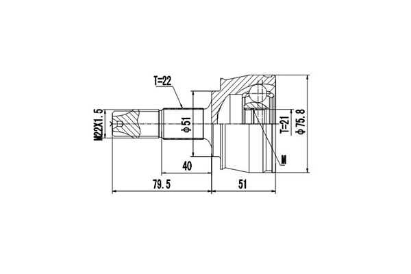 Шарнирный комплект приводной вал DYNAMATRIX-KOREA DCV817052