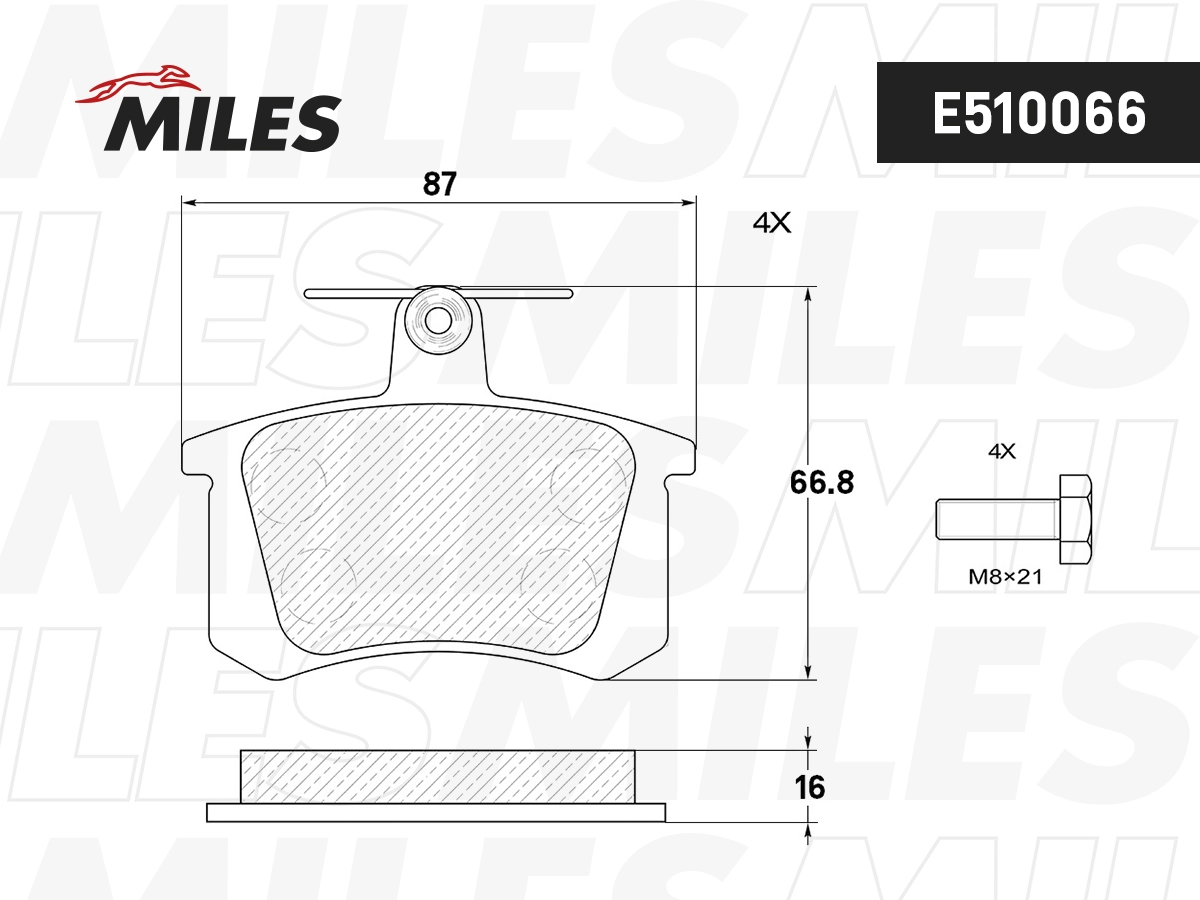 Комплект тормозных колодок дисковый тормоз MILES E510066