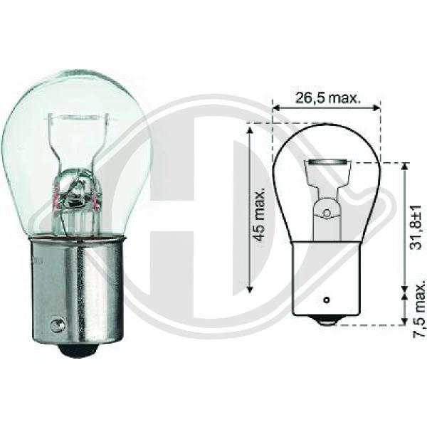 Лампа накаливания фонарь указателя поворота long life DIEDERICHS LID10046