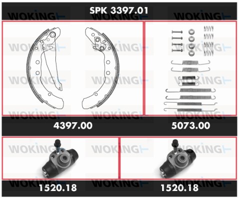 Комплект тормозов барабанный тормозной механизм super precision kit WOKING SPK 3397.01