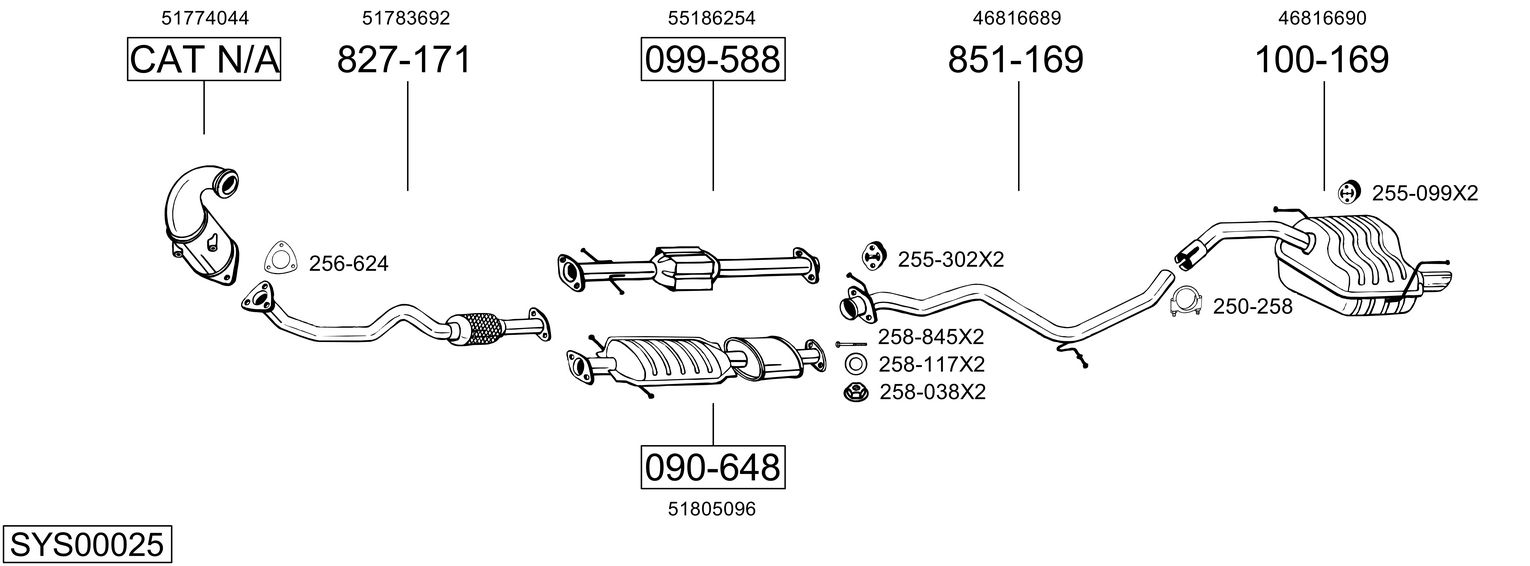 Система выпуска ог BOSAL SYS00025