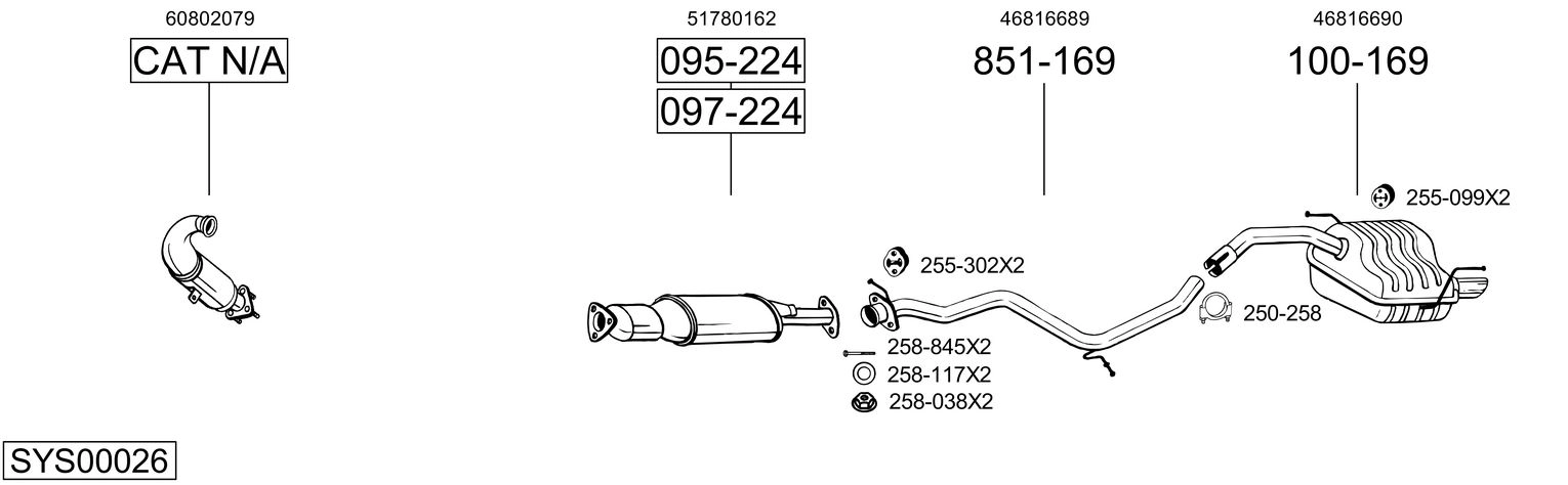 Система выпуска ог BOSAL SYS00026