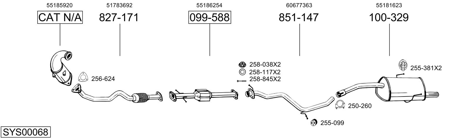 Система выпуска ог BOSAL SYS00068
