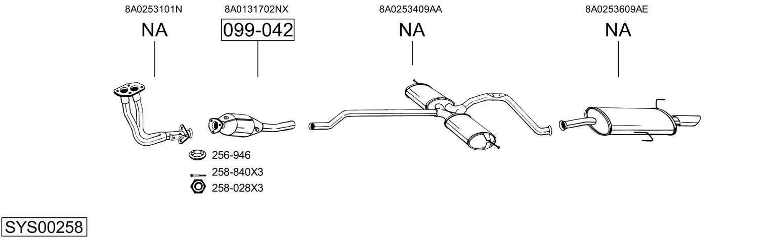 Система выпуска ог BOSAL SYS00258