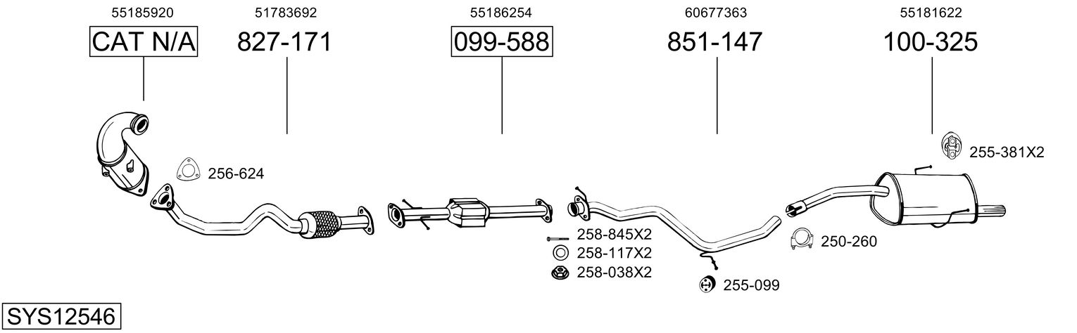 Система выпуска ог BOSAL SYS12546