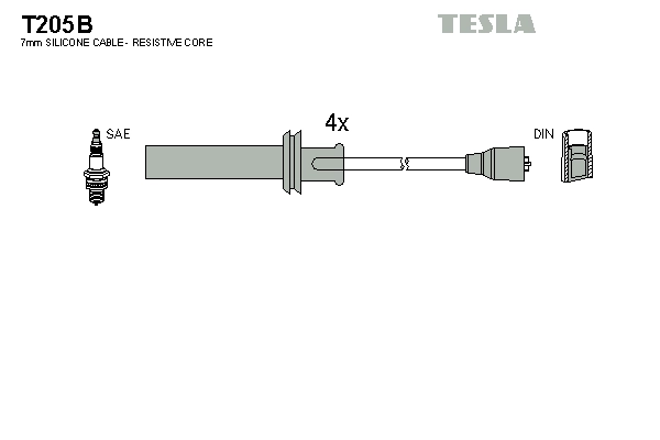 Комплект проводов зажигания TESLA T205B