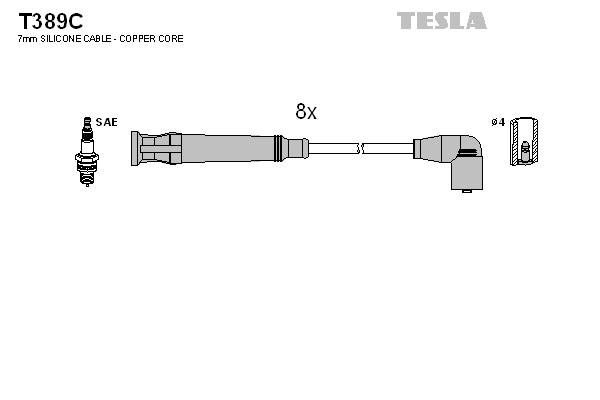 Комплект проводов зажигания original TESLA T389C