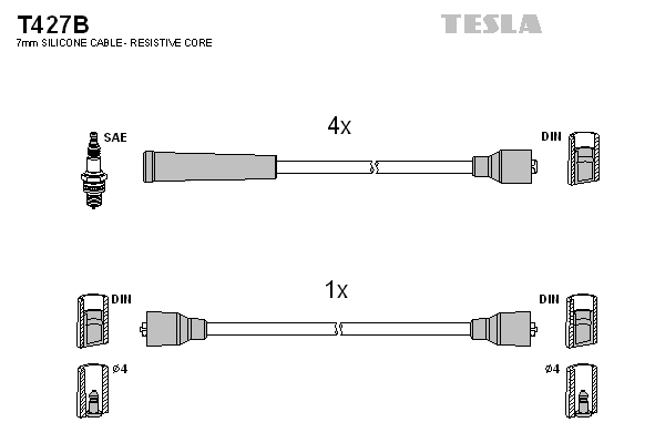 Комплект проводов зажигания TESLA T427B