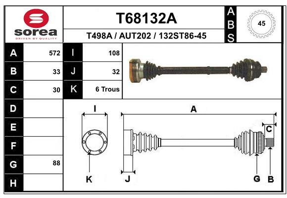 Приводной вал EAI T68132A