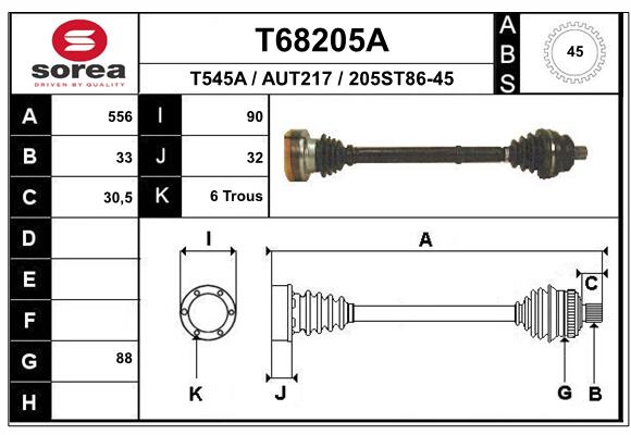 Приводной вал EAI T68205A