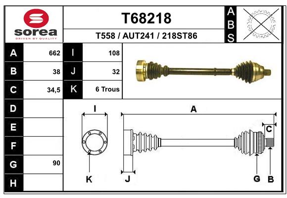 Приводной вал EAI T68218