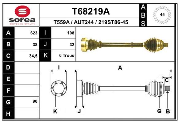 Приводной вал EAI T68219A