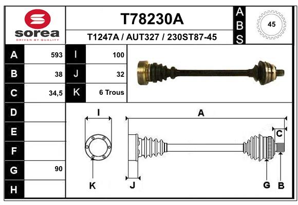 Приводной вал EAI T78230A