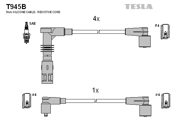 Комплект проводов зажигания alternative TESLA T945B