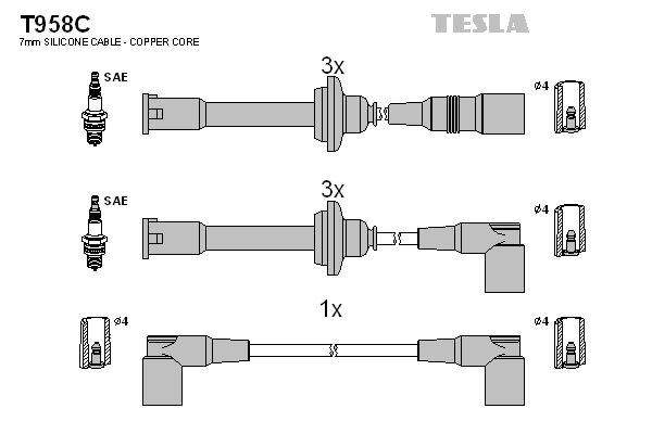 Комплект проводов зажигания TESLA T958C