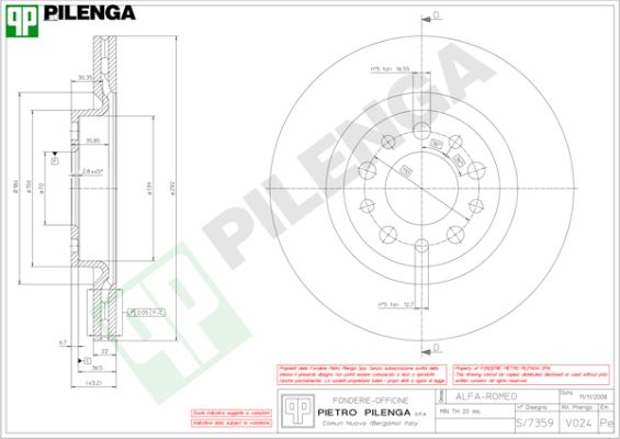 Тормозной диск PILENGA V024
