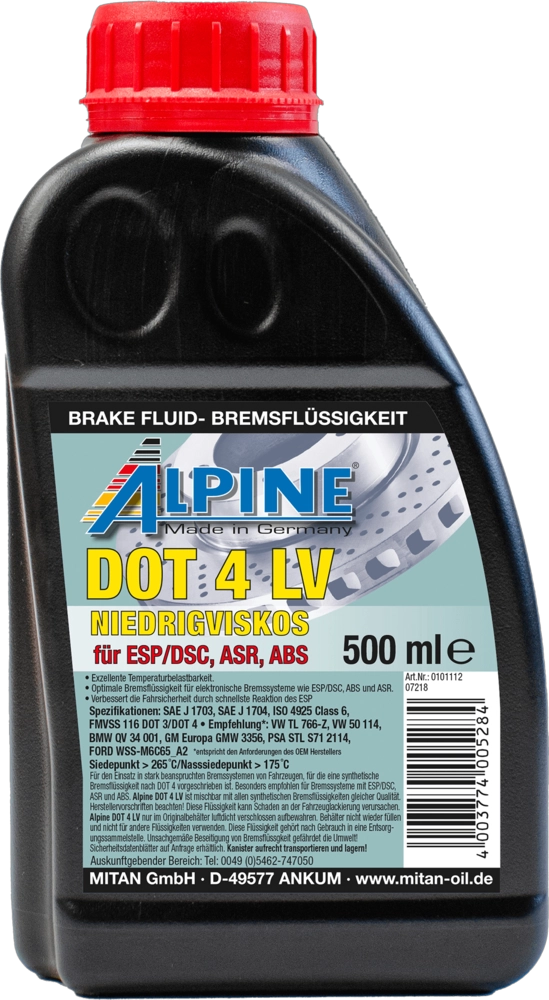 Тормозная жидкость brake fluid dot 4 lv ALPINE 0101112
