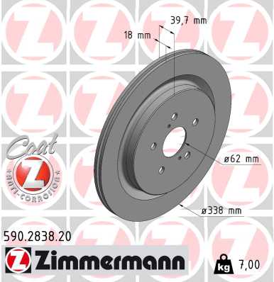 Тормозной диск coat z ZIMMERMANN 590.2838.20