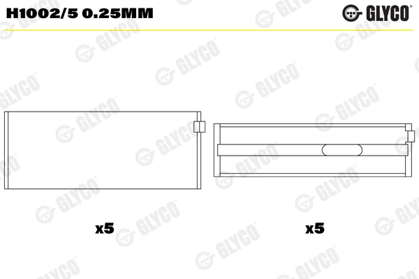 Подшипник коленвала GLYCO H1002/5 0.25mm