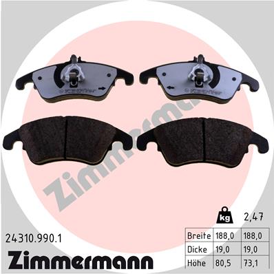 Комплект тормозных колодок дисковый тормоз rdz ZIMMERMANN 24310.990.1