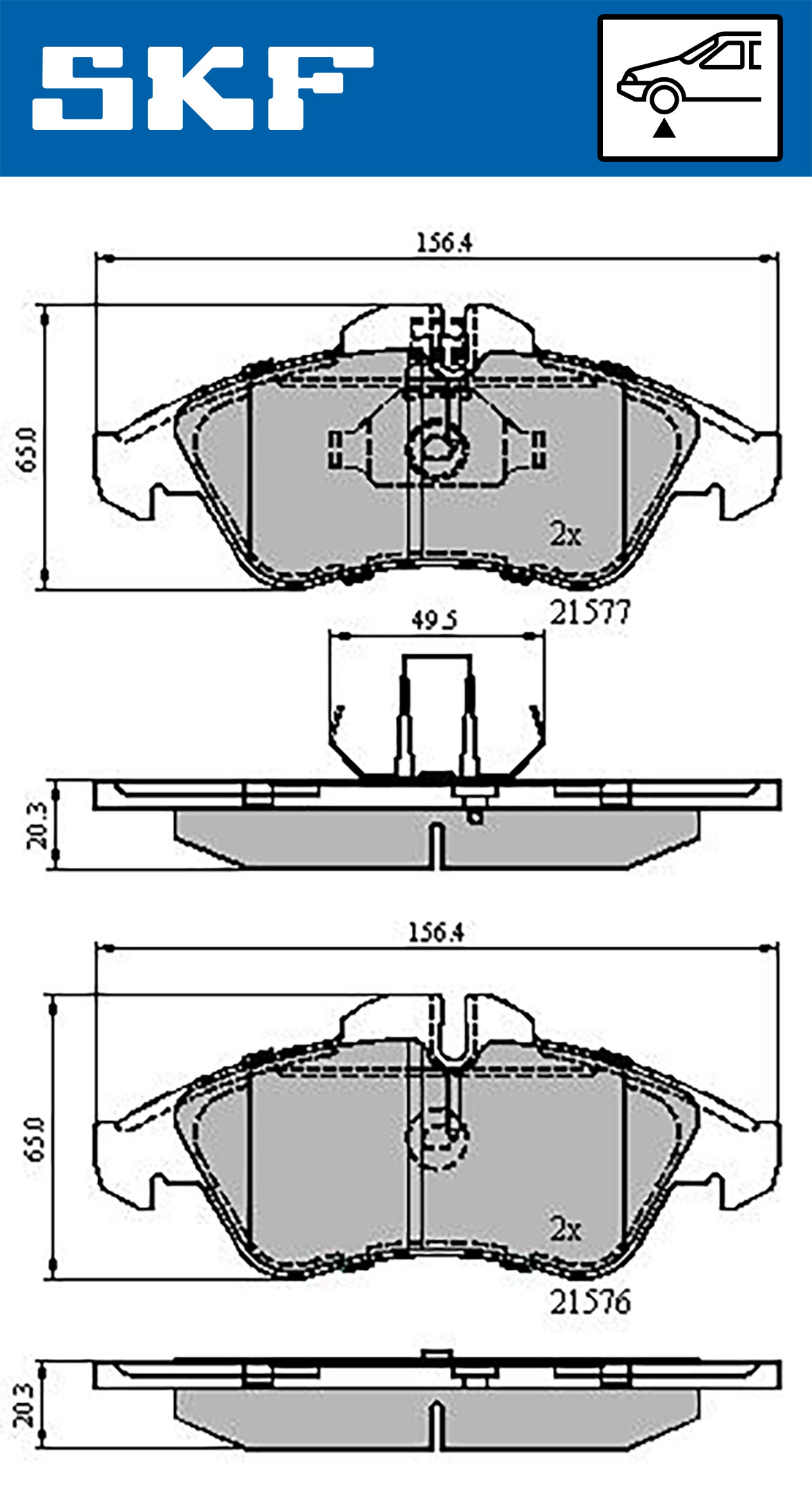 Комплект тормозных колодок дисковый тормоз SKF VKBP 80254