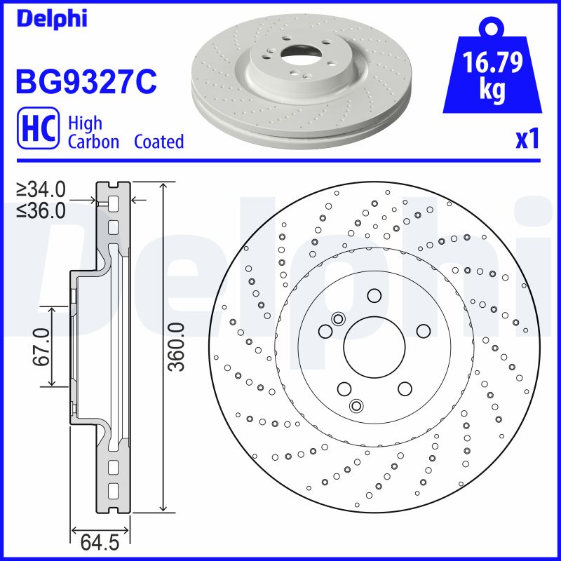 Тормозной диск DELPHI BG9327C