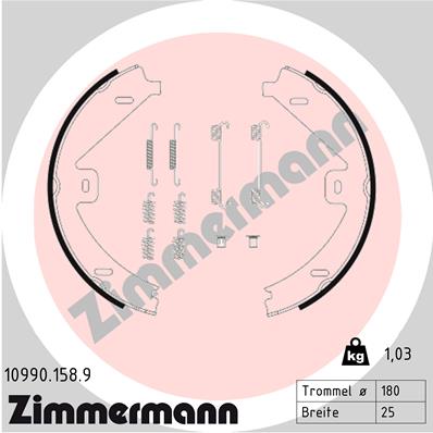 Комплект тормозных колодок стояночная тормозная система ZIMMERMANN 10990.158.9