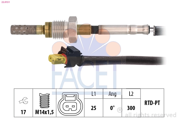 Датчик температура выхлопных газов made in italy - oe equivalent FACET 22.0151