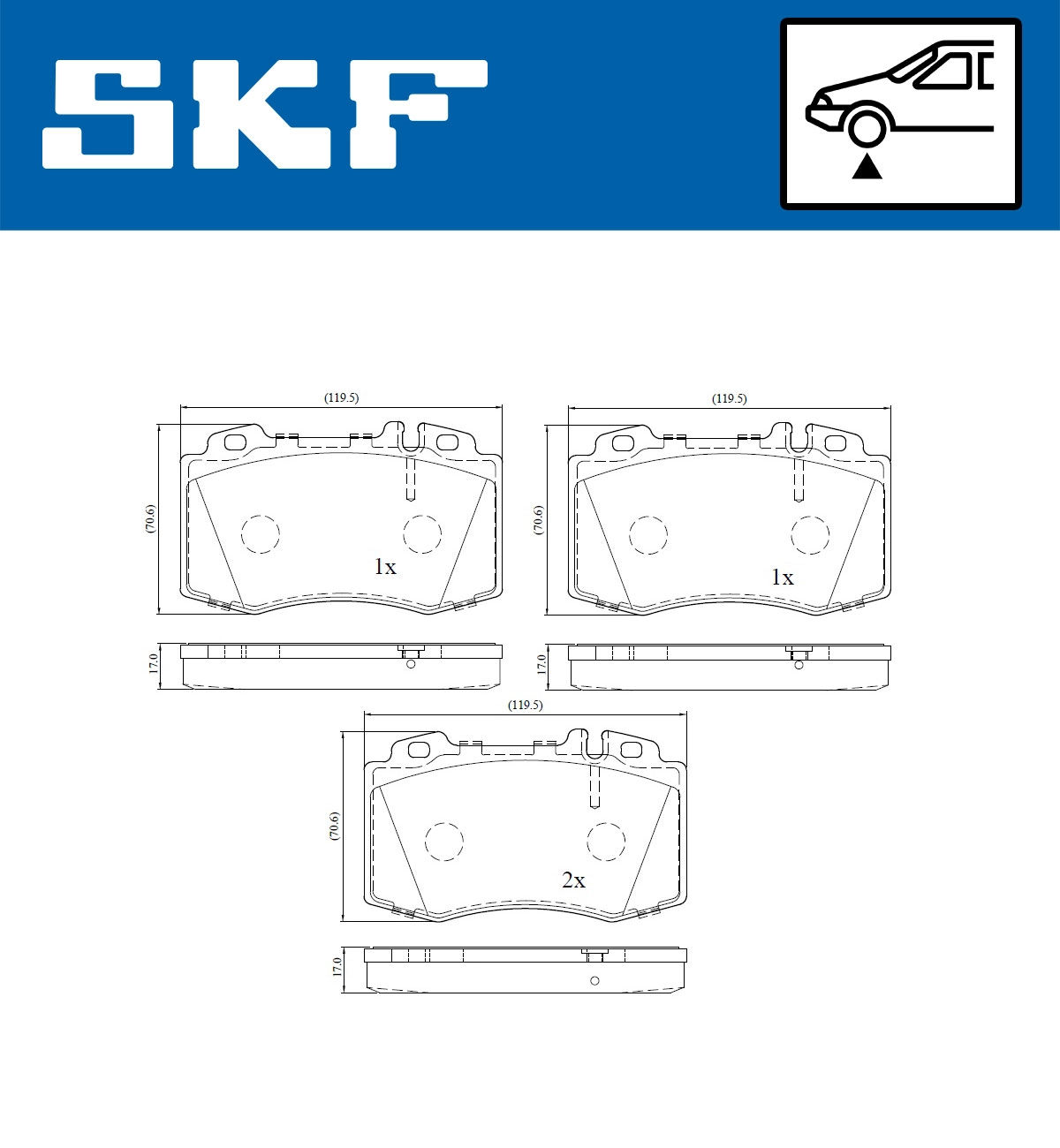 Комплект тормозных колодок дисковый тормоз SKF VKBP 80198 E