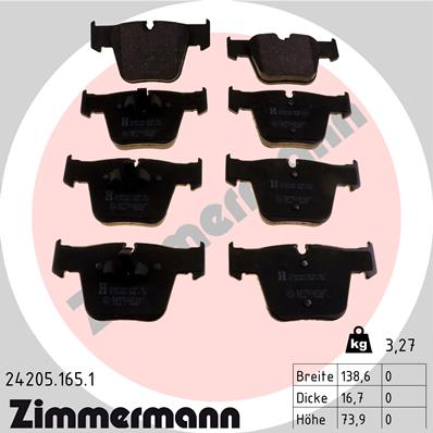 Комплект тормозных колодок дисковый тормоз ZIMMERMANN 24205.165.1