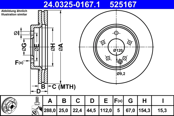 Тормозной диск powerdisc ATE 24.0325-0167.1